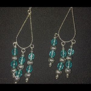 handmade blue teardrop dangle earrings